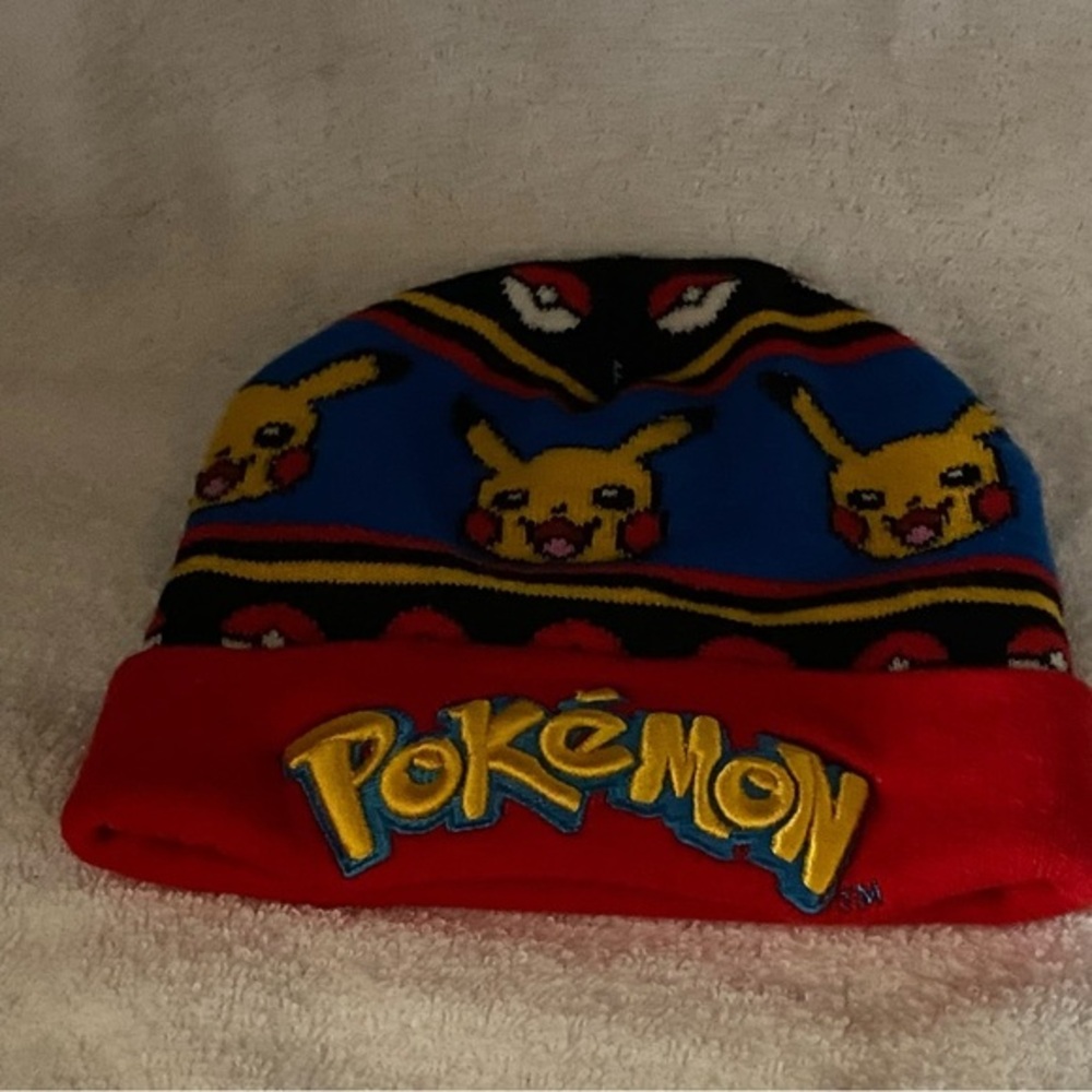 Pokemon Hat‎ Size 4-16 Boys Red Blue Yellow Stocking Cap Beanie